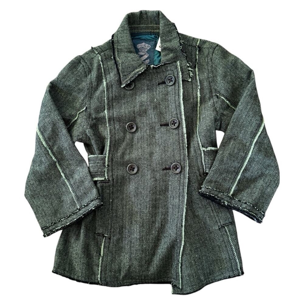 Z Brand Kids’ Tweed Double-Breasted Distressed Green Lightweight Jacket Size 10